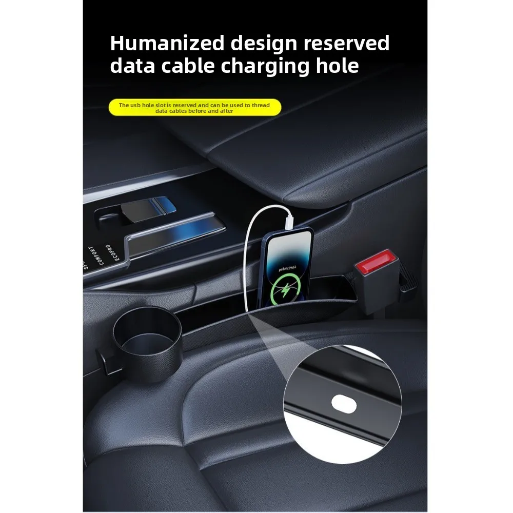 2 Pack 4 in 1 Dual Slot Car Seat Gap Organizer with Cup Holder Multifunctional Carseat Side Gap Guard Spacer
