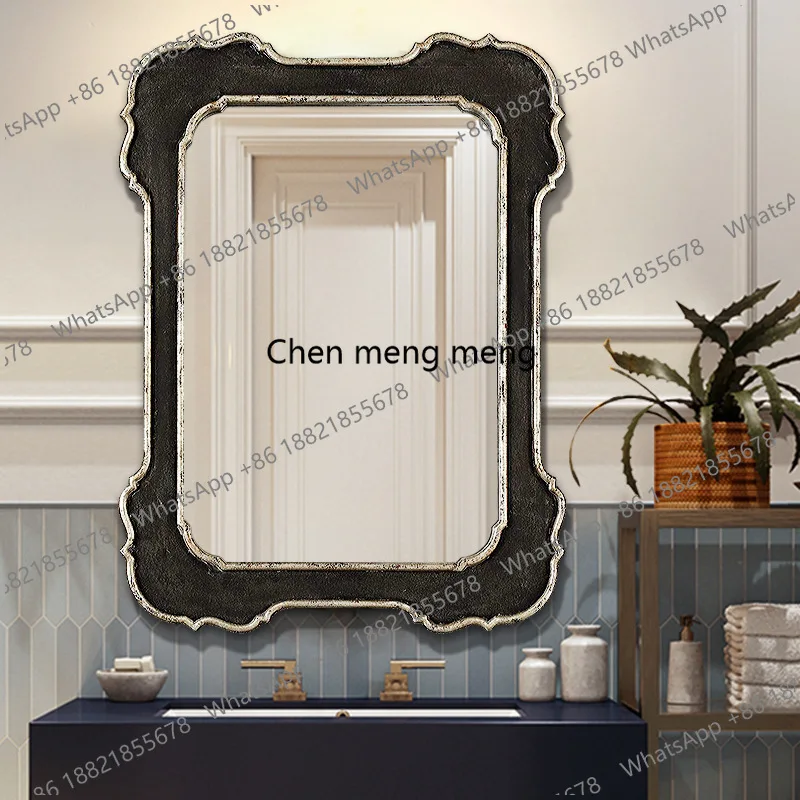 

Square old vanity mirror wall hanging light luxury, home retro vanity mirror wall hanging