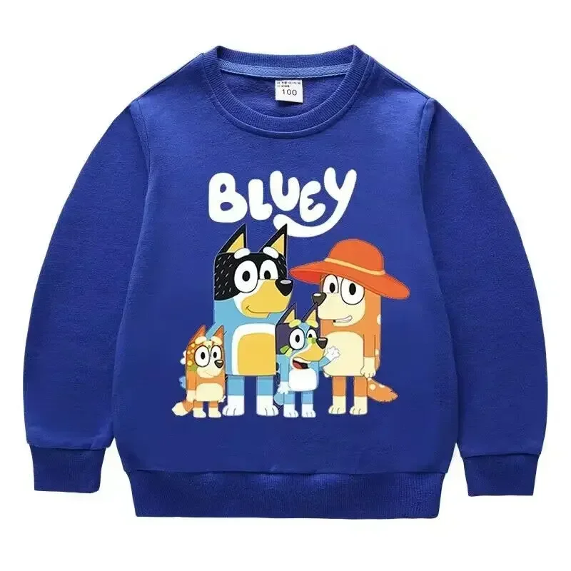 Bluey 어린이 라운드넥 스포츠 맨투맨, 어린이 긴팔 캐주얼 상의, 남아 및 여아용 용수철 및 가을