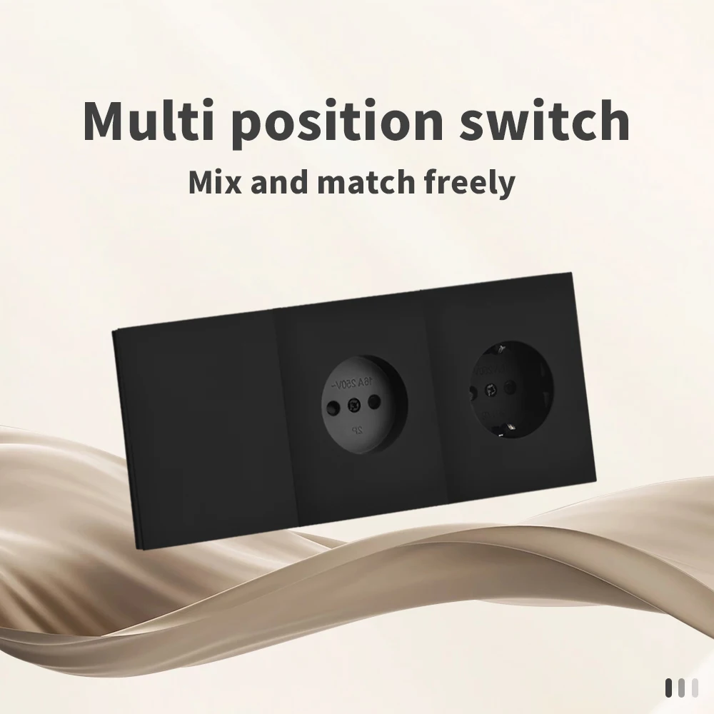 Black Embedded Skin Feel Paint Rocker Switch Power Sockets Wall Socket Integrated Panel Button Light Switch DIY Combination Home