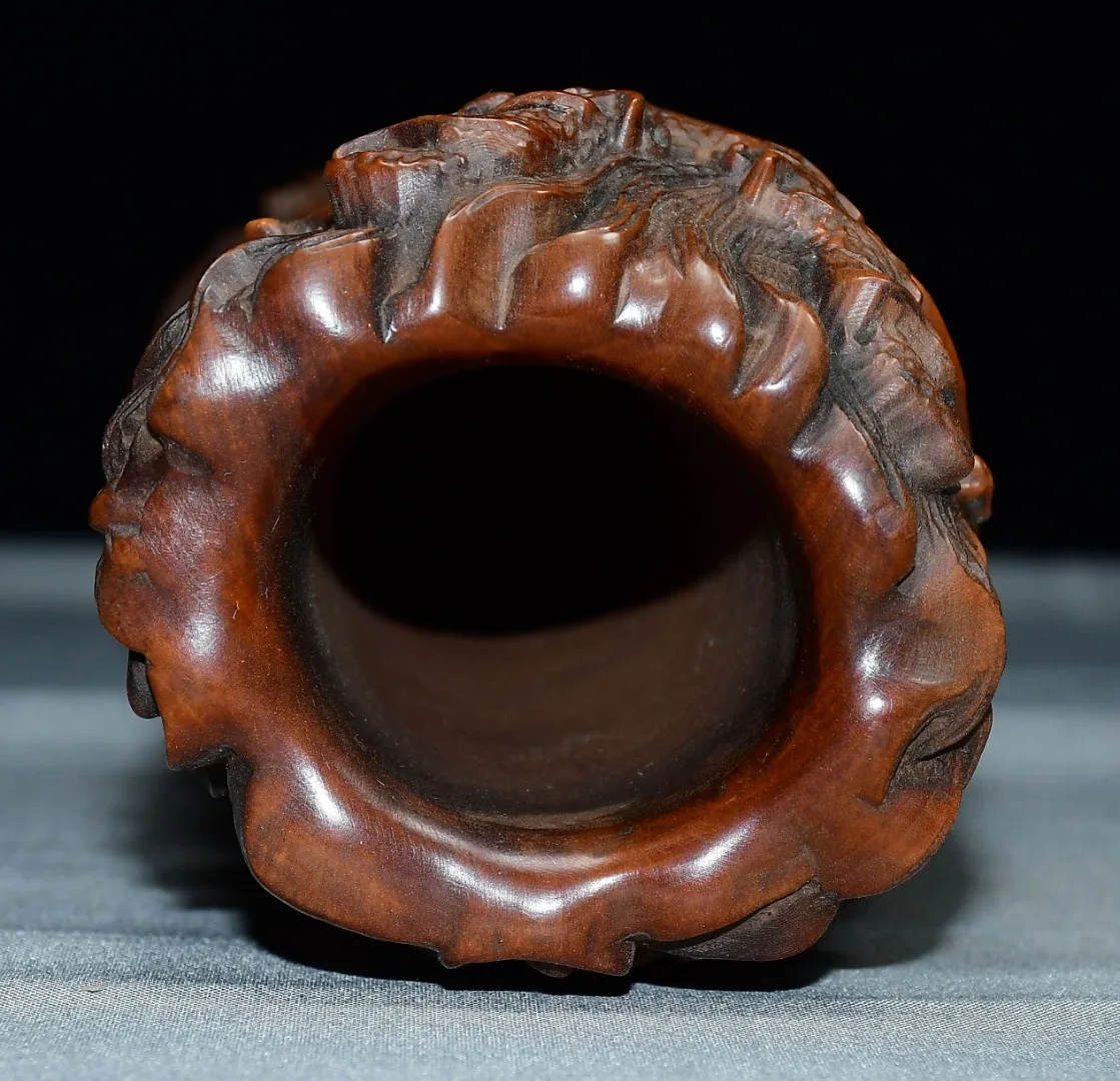 Folk Collection Old Boxwood Wulong Pen Holder dragon pattern high-top pen holder Wenfang Ornaments Town house