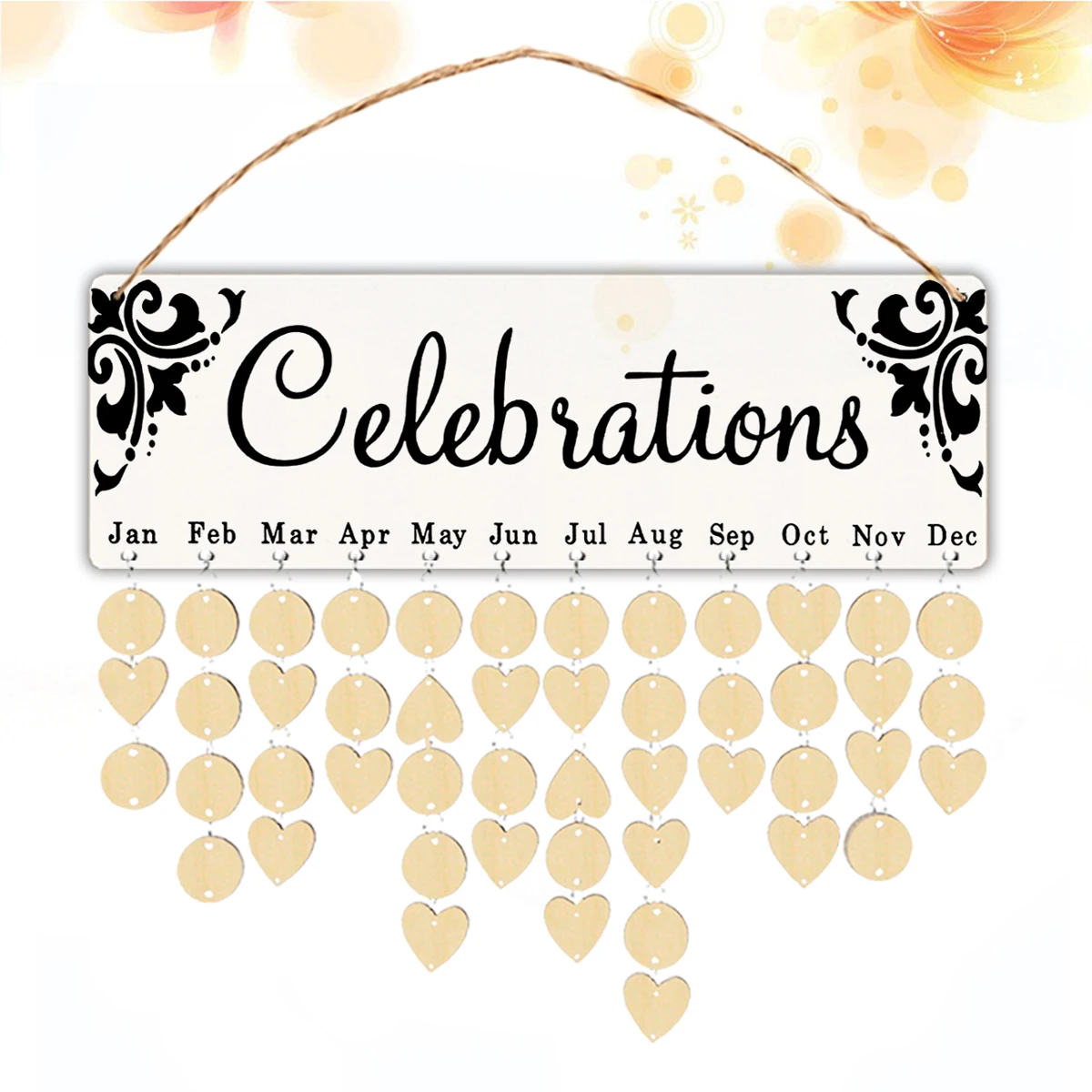 

1pcs DIY Family Reminder Board Wooden Calendar Round Jumbo Birthday Calendar Reminder Wall Decor Easy Assemble Great Gift