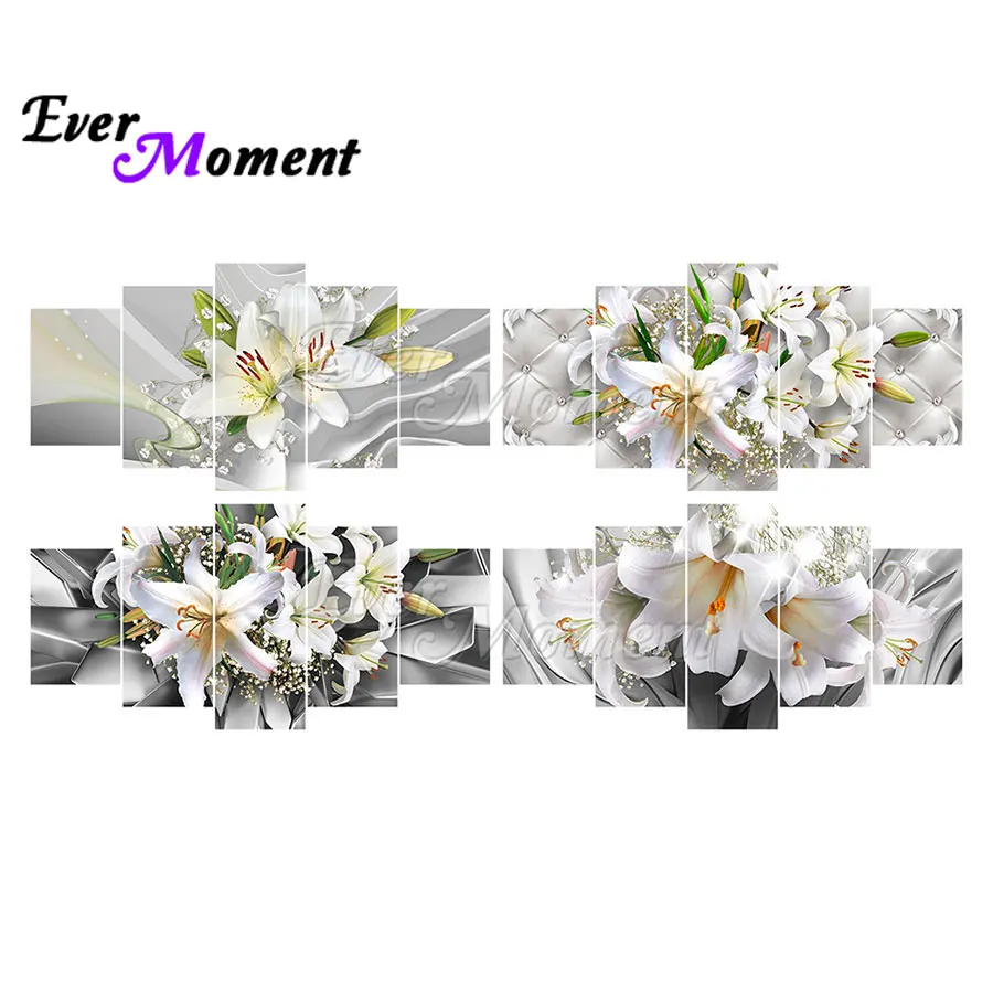 

Ever Moment Diamond Painting White Floral Multi-picture Full Square Resin Drill Wall Art Decoration Handmade Embroidery 1M027