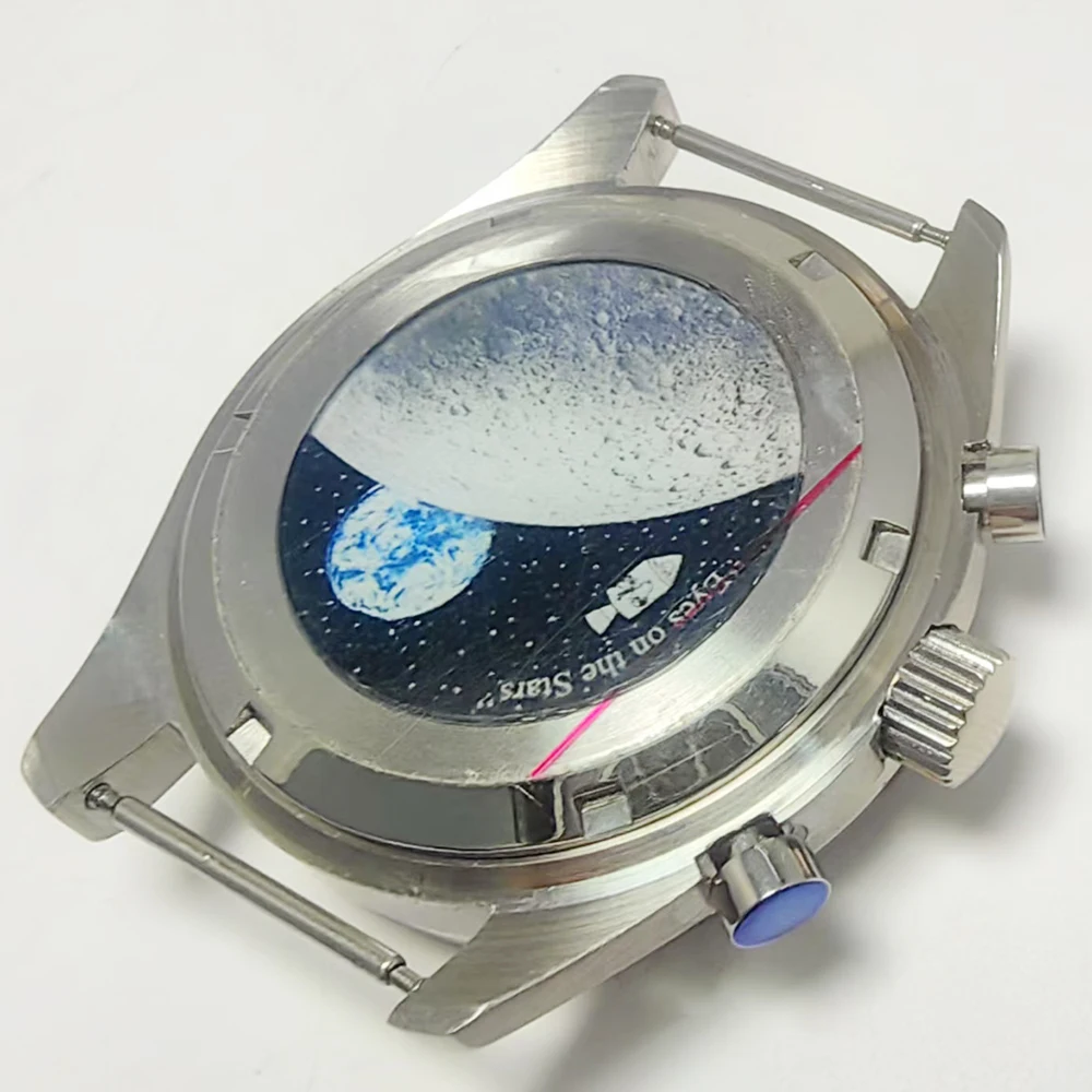 إكسسوارات ساعة رجالية 40 ملم علبة خاتم سوداء VK63 64 حركة كوارتز مع حزام عرض 20 ملم مشبك قابل للطي