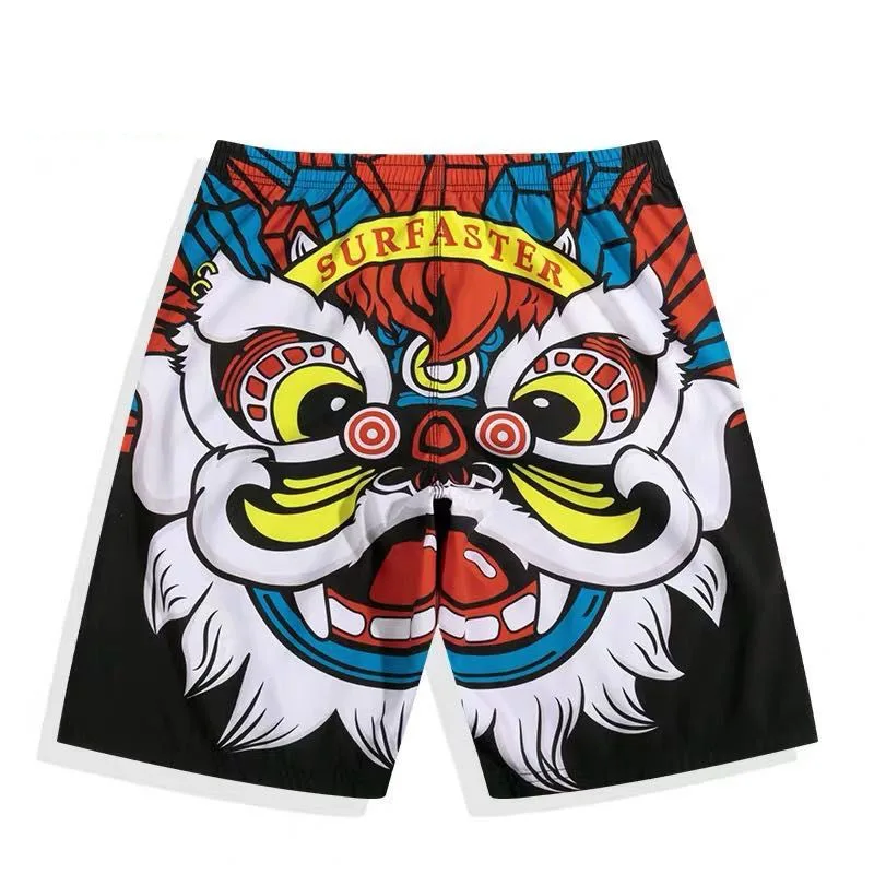 Loose Plus Size Trendy Holiday Travel Shorts Men's Latest Summer Quick-drying Leisure Trousers Chinese Style Beach Short Pants