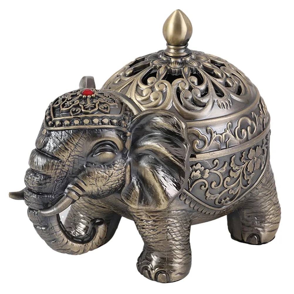 

Elephant Shape Incense Burner Metal Censer Aromatherapy Furnace Zinc Alloy Home Decor Bedroom Office Study Room Sauna Ornament