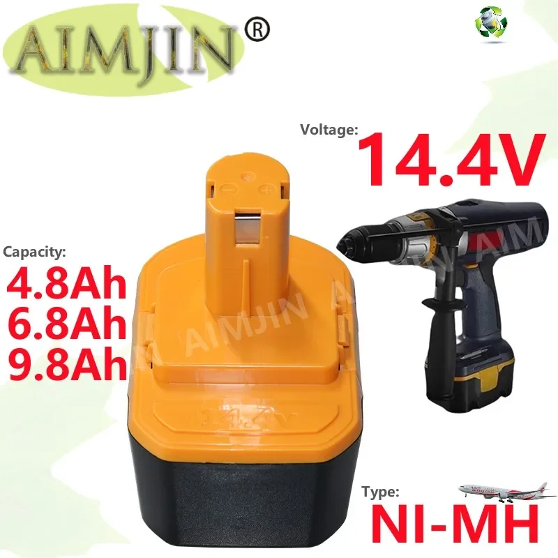 

For Ryobi 14.4V 4.8/6.8/9.8Ah Ni-Mh Replacement Battery RY6200 RY6201 RY6202Cordless Drill Screwdriver Tools CBI1442D 130224010