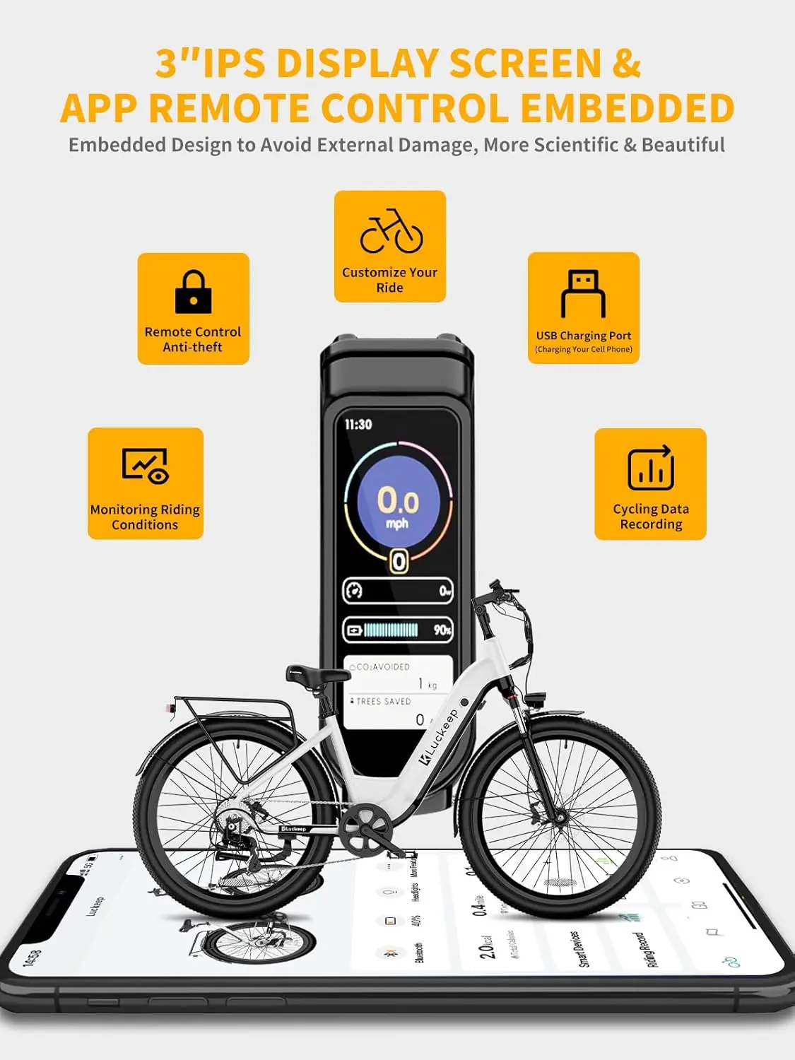 Luckeep X2 [Sensore di coppia] Bici elettrica per adulti Picco 1200 W, 28 MPH 80 miglia, 20 Ah, 26'' * 3.0'' Step-Thru Ebikes Freno idraulico