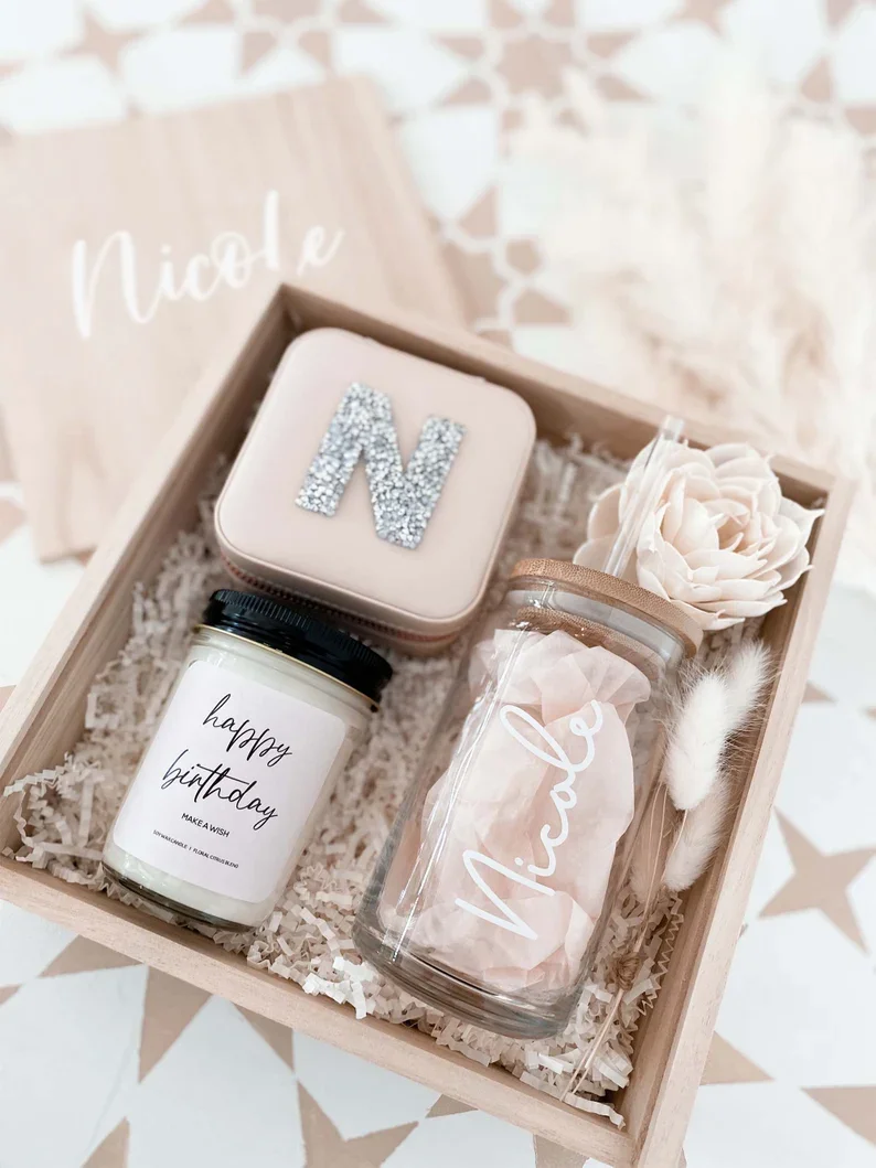 Initials pink Jewelry Box Personalized Gift for Bridesmaids bride shower Proposal Gift Ideas Travel Jewelry Case Birthday Gift