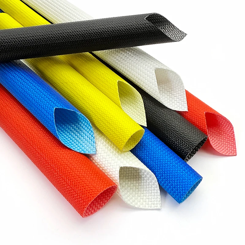 ID 1-20mm 200 Deg.C Fiberglass Cable Tube Silicone Resin Braided Wire Sleeve Flame Resistant Fiber Glass Insulate Pipe Protect