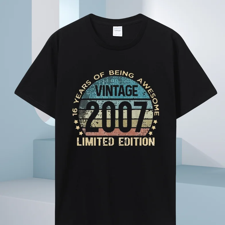 

T-shirt Cadeau Vintage Depuis 2007 T-shirt Graphique Haut En Coton Imprimé Manches Courtes