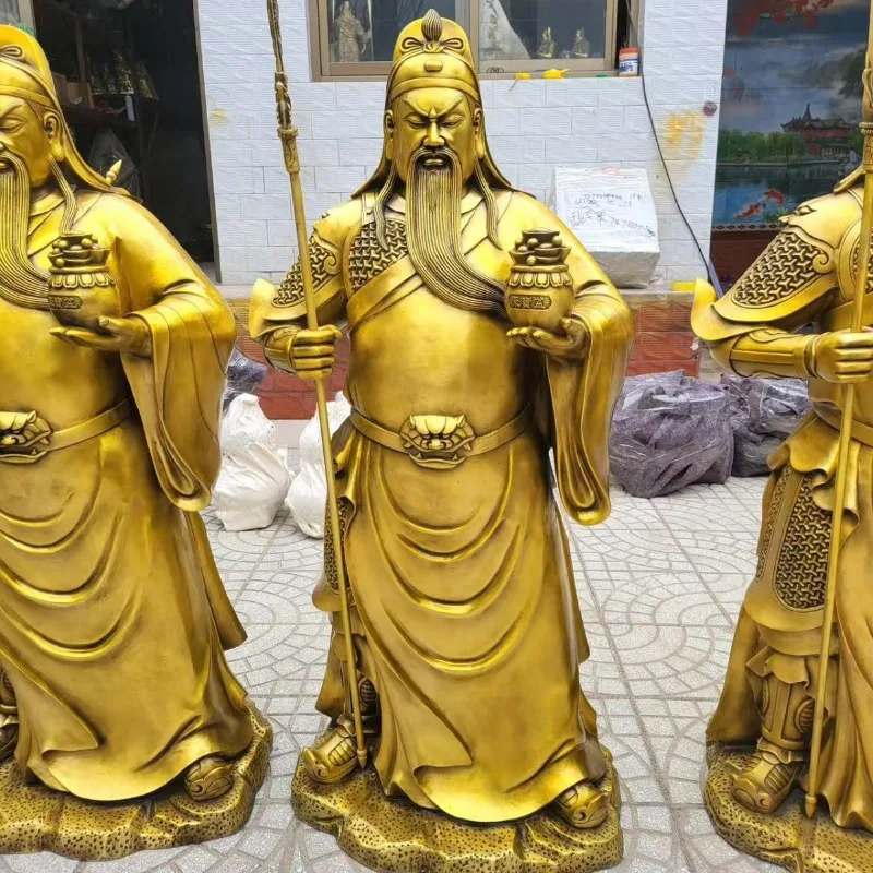 Guan Gong ornament painted copper Guan Gong, cornucopia model, brass God of Fortune ornament size