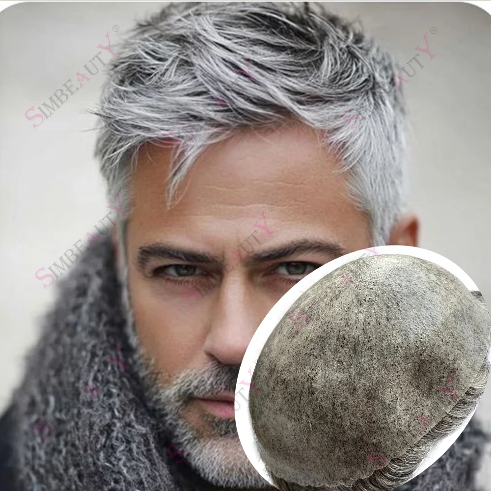 

Мужской прочный парик с натуральной линией волос, серый 1B10 1B50 1B80, система замены, тонкая кожа, протезы из искусственной кожи # 1 Черный # 5. Коричневый блондин.