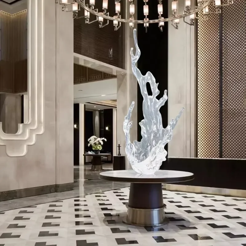 Life Size Transparent Resin Abstract Sculpture Modern Art Statue for Hotel Lobby Home Interior Decor Unique Spray Painting