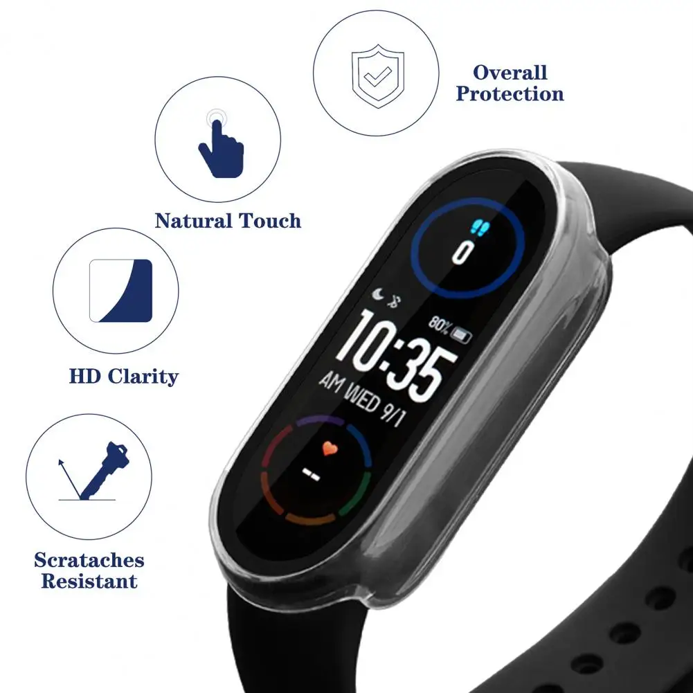 Fully Wrapped Watch Case For Mi Band 3/4/5/6/7 Watch Film Not Yellowing Precise Screen Protector Watchband Accessories