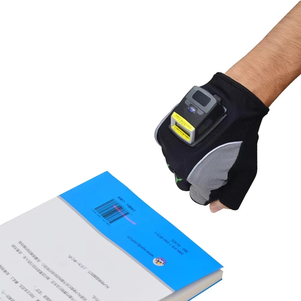Wireless Bluetooth wearable wrist barcode scanner with finger triggered gloves