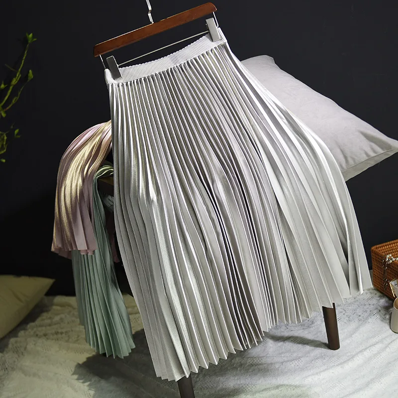 2026 Women Summer Pleated Skirt Boho White Long Skirt Saias High Waist Women A-Line Pink Skirt Khaki Saia Longa Falda Jupe