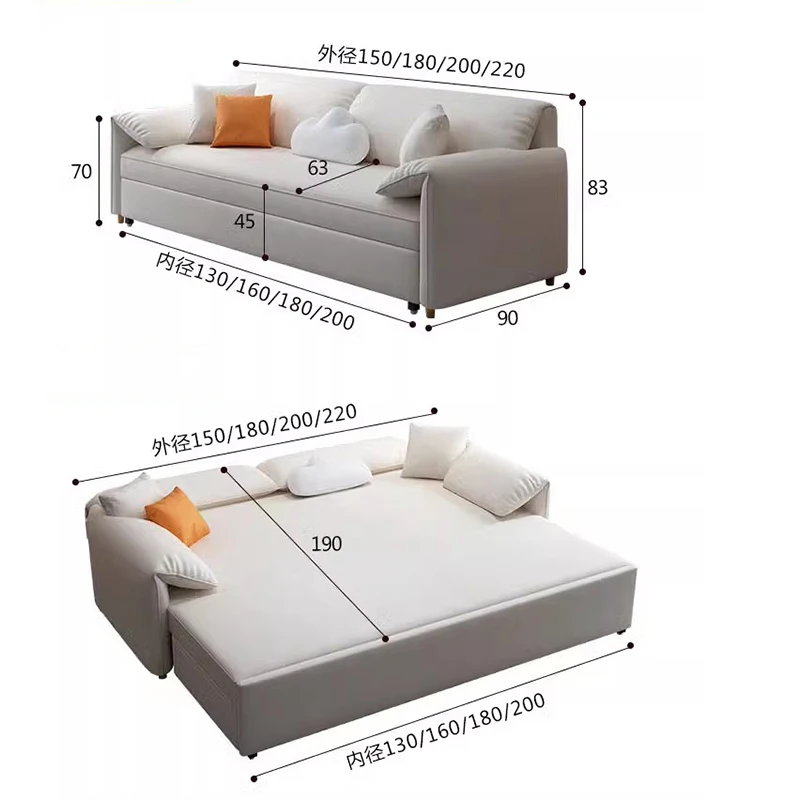 Leżak składana sofa rozkładana fotel rozkładany podwójna funkcjonalna sofa relaksacyjna minimalistyczny blok Tofu Meubles De Chambre Home Decor