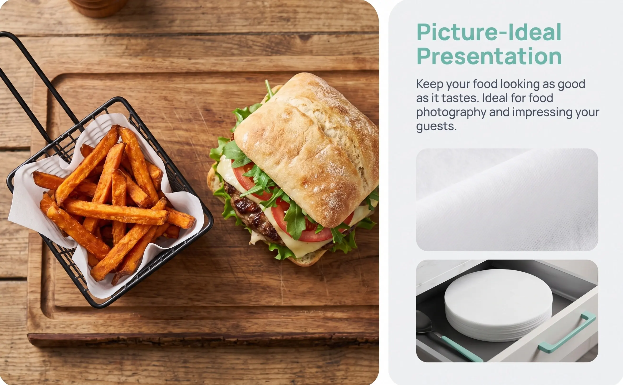 48Pcs Oil Absorbing Paper Kitchen Baking Papers Disposable Greaseproof Sheets Snack Wrapping Fried Food Mats Party Food Paper