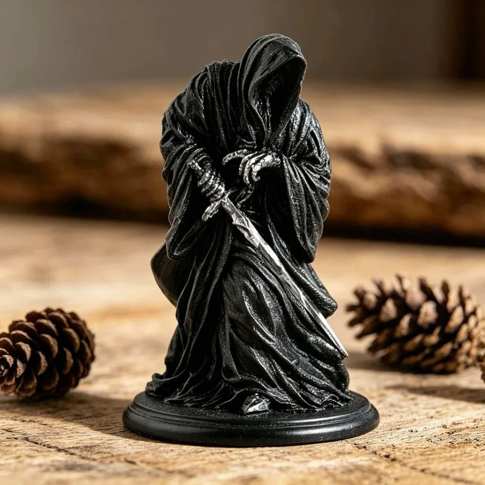 Black Cloak Death God Hold Sword Resin Statue Gothic Style Crafts Mystery Ornament Collection Home Decoration