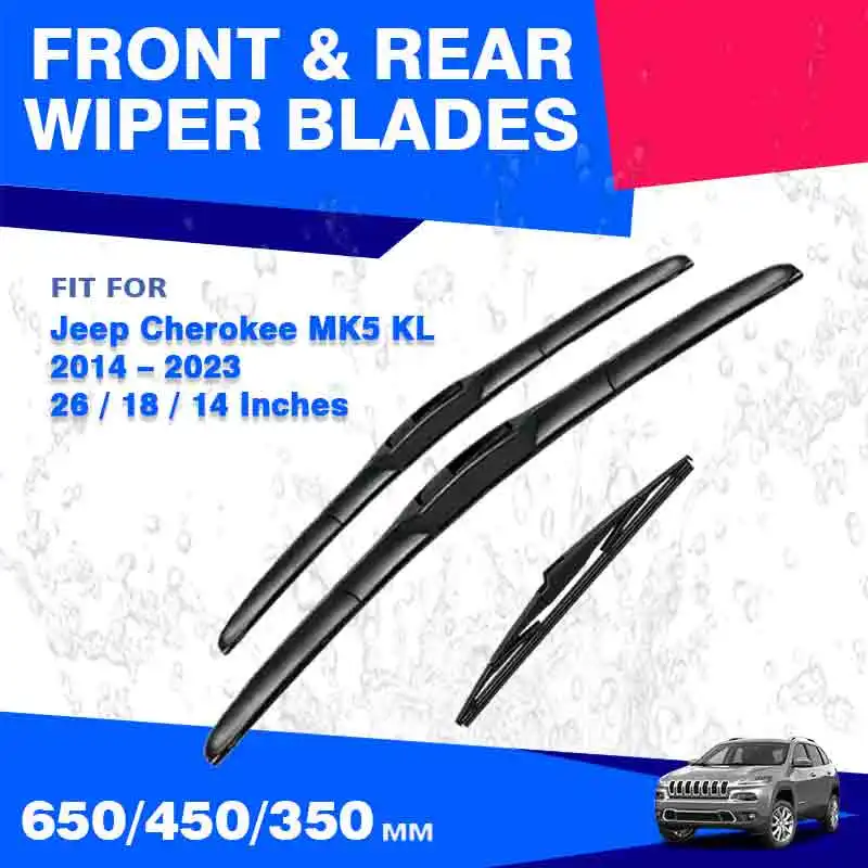 Front Rear Wiper Blades For Jeep Cherokee KL MK5 2014 - 2023 Sport Limited Trailhawk X Overland Altitude Windscreen Accessories