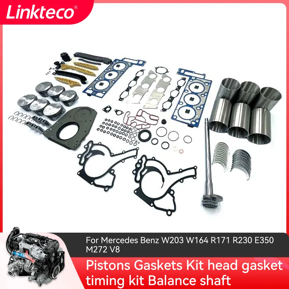 Overhaul Pistons Gaskets Kit  head gasket timing kit Balance shaft for Mercedes Benz W203 W164 R171 R230 E350 M272 V8