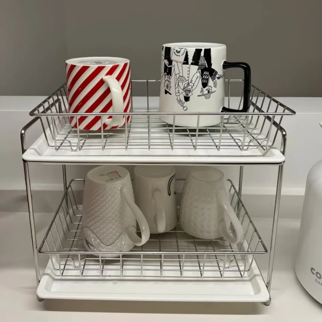 

Double Layer Stainl Steel Cup Ra Drainage elf Storage for Glass Tea Cups Diwaer Se Wine Bottle Holder Stand
