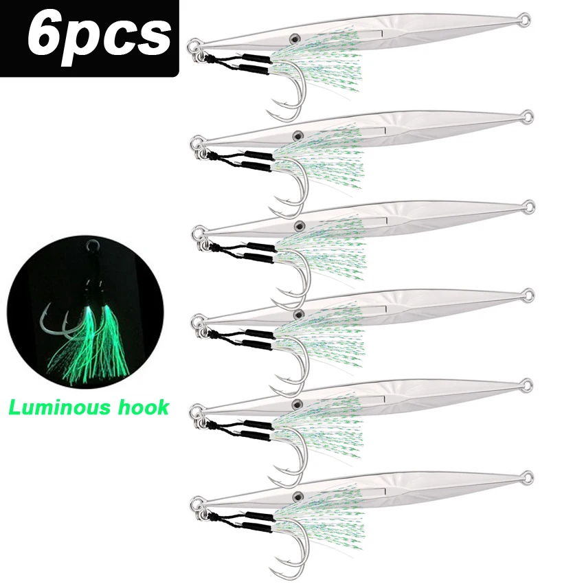 

Рыболовная приманка с металлической ложкой, 6 шт., 60/80 г, приманки для морской рыбалки, вертикальная приманка, тонущая приманка, искусственная приманка, рыболовные снасти