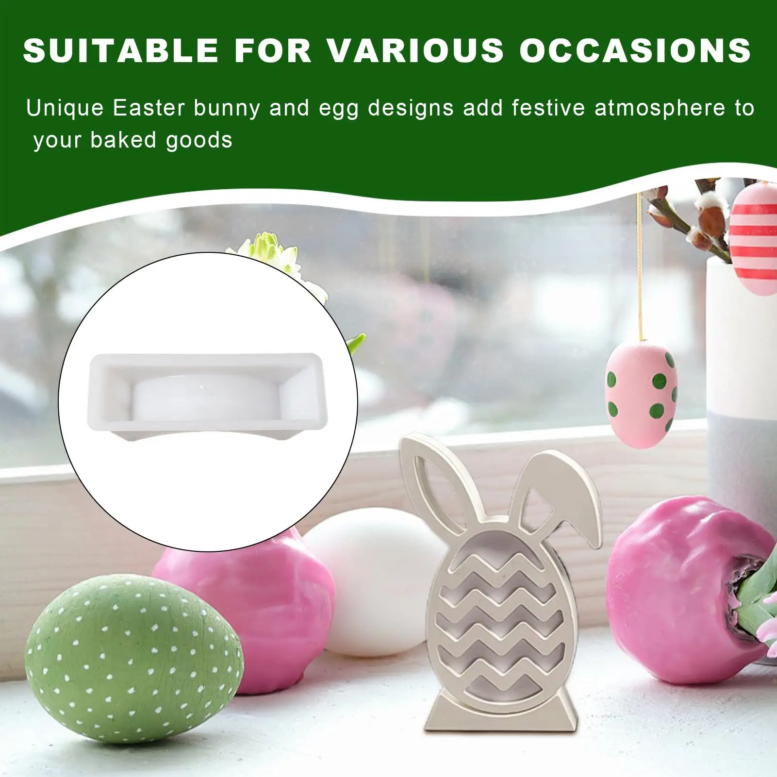 

Easter Chocolate Mold Silicone Easy Release Reusable Rabbit Egg Shape Easter Baking Molds for Cake Cookie Dessert Treat Spring