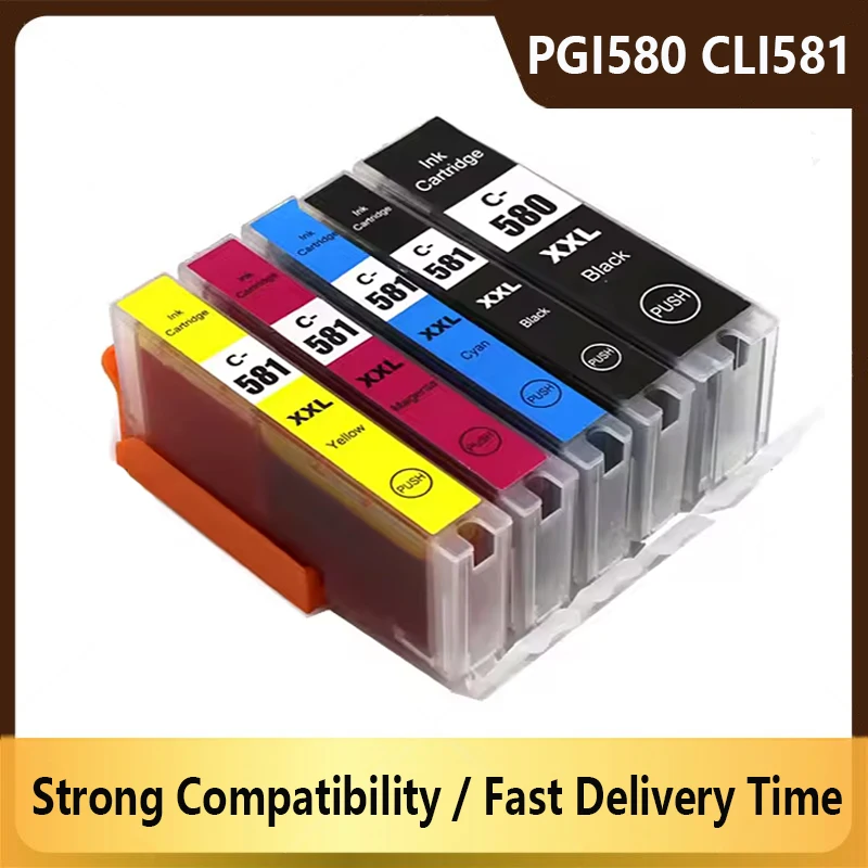 

5Colors PGI580 PGI-580 CLI-581 Ink Cartridge For Canon PGI 580 CLI 581 CLI581 PIXMA TR7550 TR8550 TS6150 TS8150 TS9150 TS9155