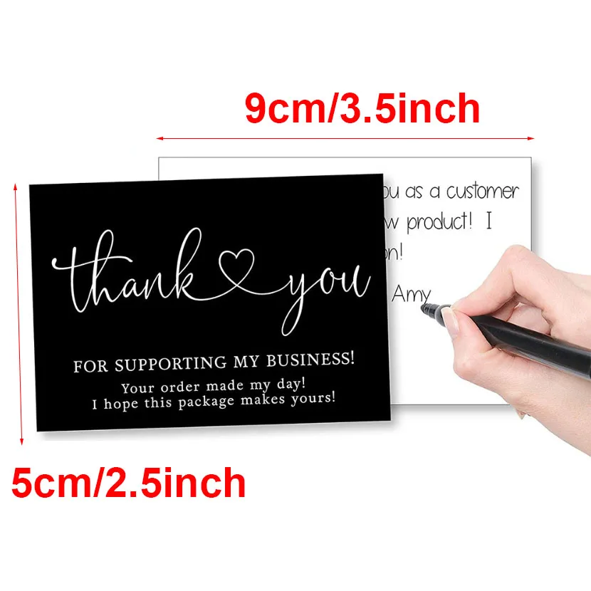 50PCS Black Paper Cards Thank You For Your Order Card Small Shop Gift Decoration Appreciate Card For Business