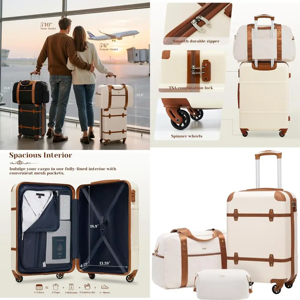 

3-Piece Coolife Hardshell Spinner Luggage Set with TSA Lock and Telescopic Handle