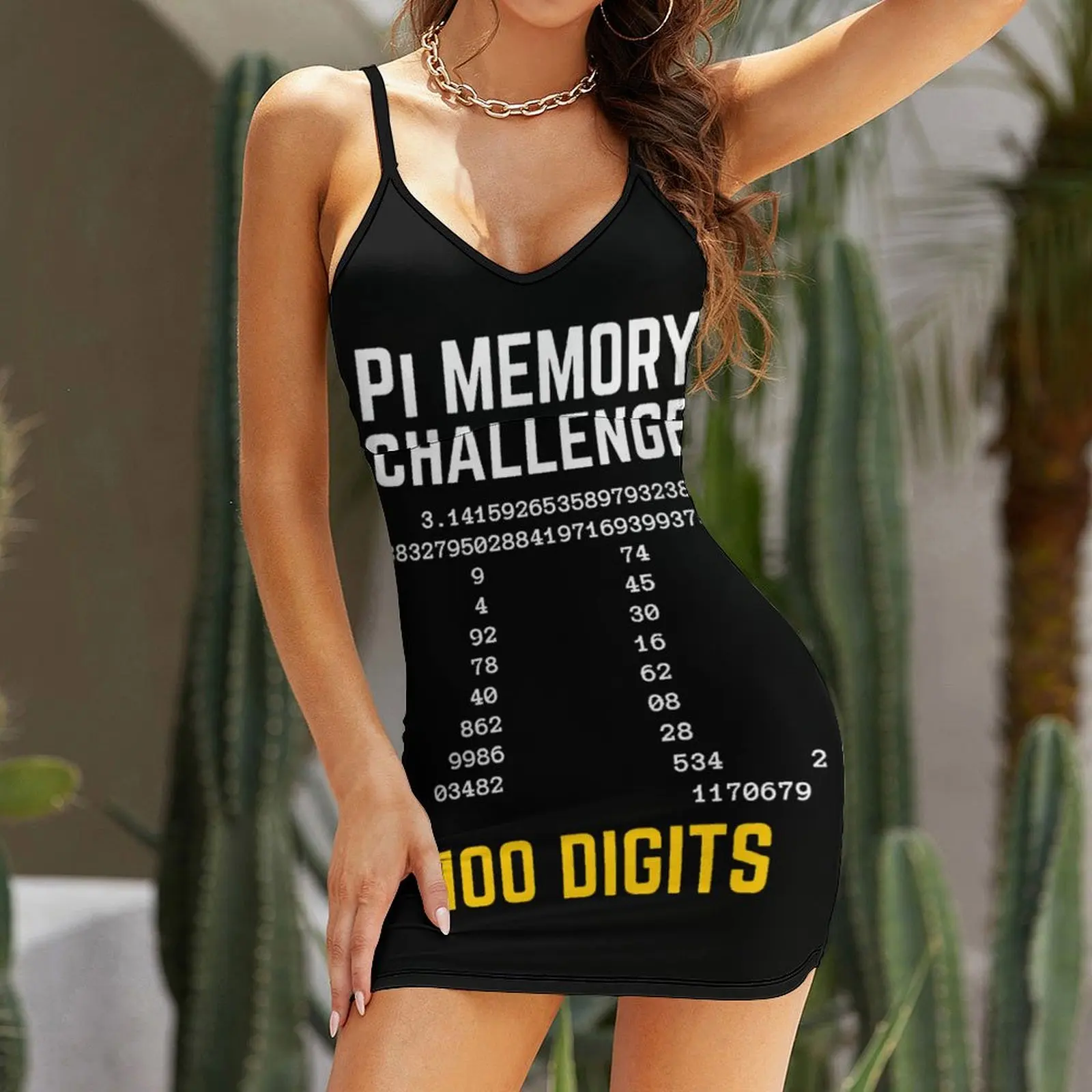 

Sexy Woman's Dress The Dress 100 Digits Of Pi Memory Challenge Pi Day Women's Sling Dress Cute Cocktails Funny Novelty