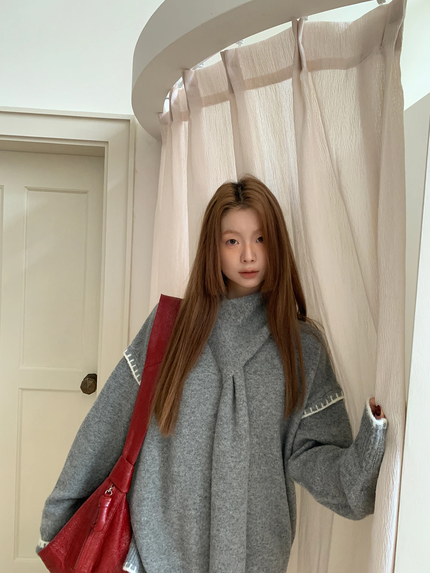 ay Gestrickter, lockerer Pullover für Damen, Herbst und Winter, Lazy Sle Overhead Design, High Sensation, faionable, lässig, langes Sve-Top