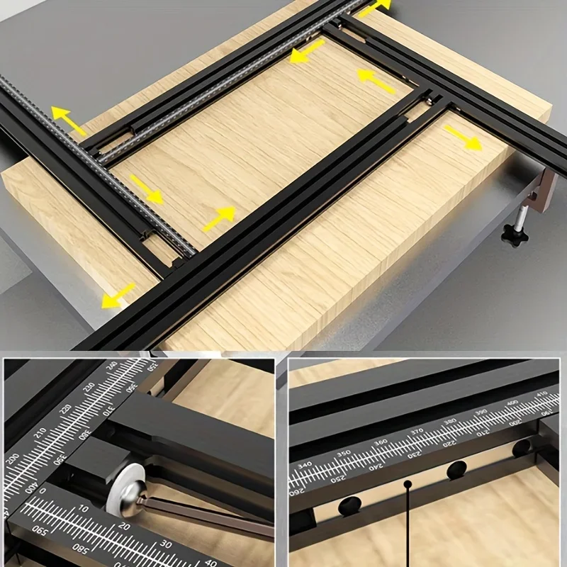 1Set 60/80cm Trimming Milling Groove Engraving Guide Rail Adjustable Backing Auxiliary Guide Rail Bracket DIY Woodworking Tools