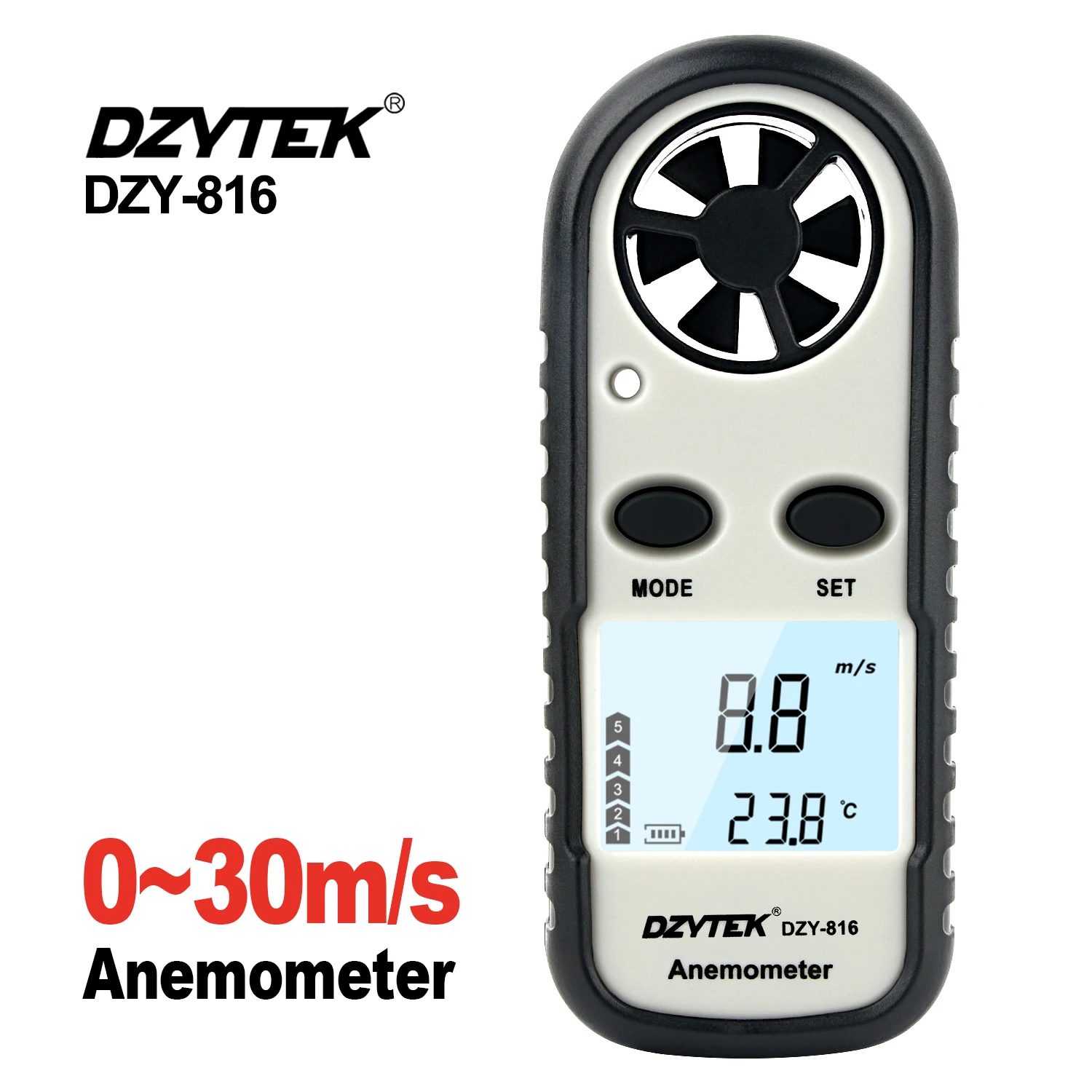 DZYTEK Anemometro portatile Mini misuratore di velocità del vento Anemometro Windmeter 0-30 m/s LCD strumento di misura portatile digitale