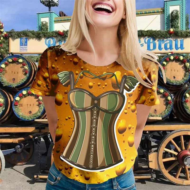 Vintage 3D Printed German Oktoberfest Beer Festival T-Shirt Costume Germany Beer Festival Graphic Tee Shirts Mens Clothing Tees