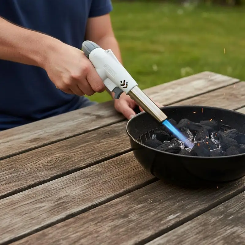 Adjustable Flame Butane Torch with Auto-Ignition & Precision Control for Soldering, BBQ, Outdoor & DIY Portable & Safety Lock