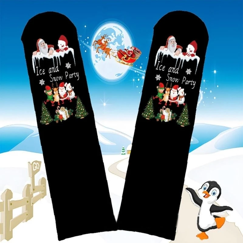 

Christmas Festival Funny Novelty Letters Socks Snowman Santa Cartoon Patterned Middle Calf Socks Holiday Hosiery 15UB