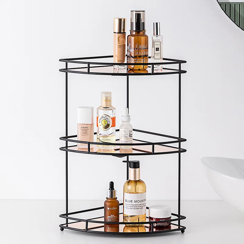Bathroom Desk Storage Holders Cosmetics Organizer Angle Shelf Multi-layer Bath Items Organization Shelves Kitchen Spice Stand