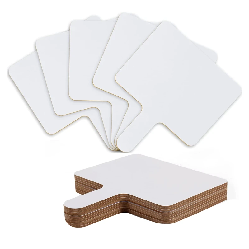 

10Pcs 9.6X8inch Dry Erase Answers Paddle, Handhold Wooden White Board Double Sided Dry Erase Answer Board