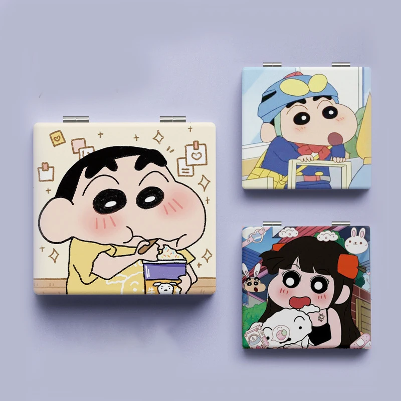 Anime Crayon Shin-Chanss Kawaii Model Figure Mini Mirror Portable Two-Sided Folding Makeup Mirror Girls Lovers Birthday Gifts