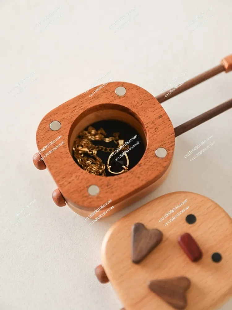 jewelry box ring necklace storage box desktop jewelry wedding gift Travel, trolley case log cute cartoon