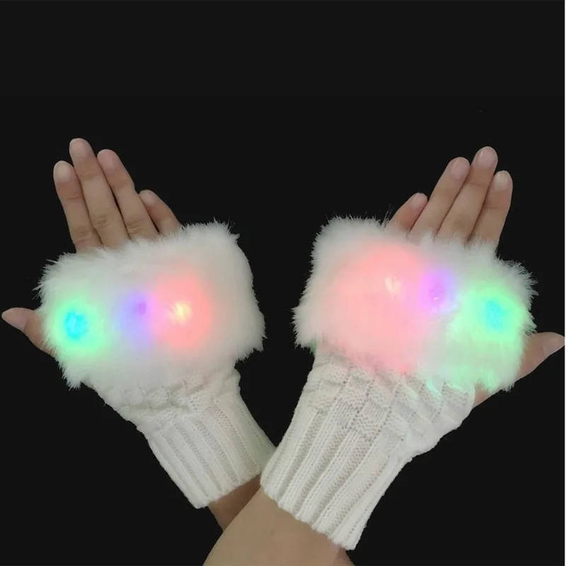 ถุงมือถักเรืองแสง LED สำหรับงานปาร์ตี้ฮาโลวีน คริสต์มาส หลากสี แฟลช แฮนด์แวร์ งานเรฟแดนซ์ การแสดง คอสเพลย์