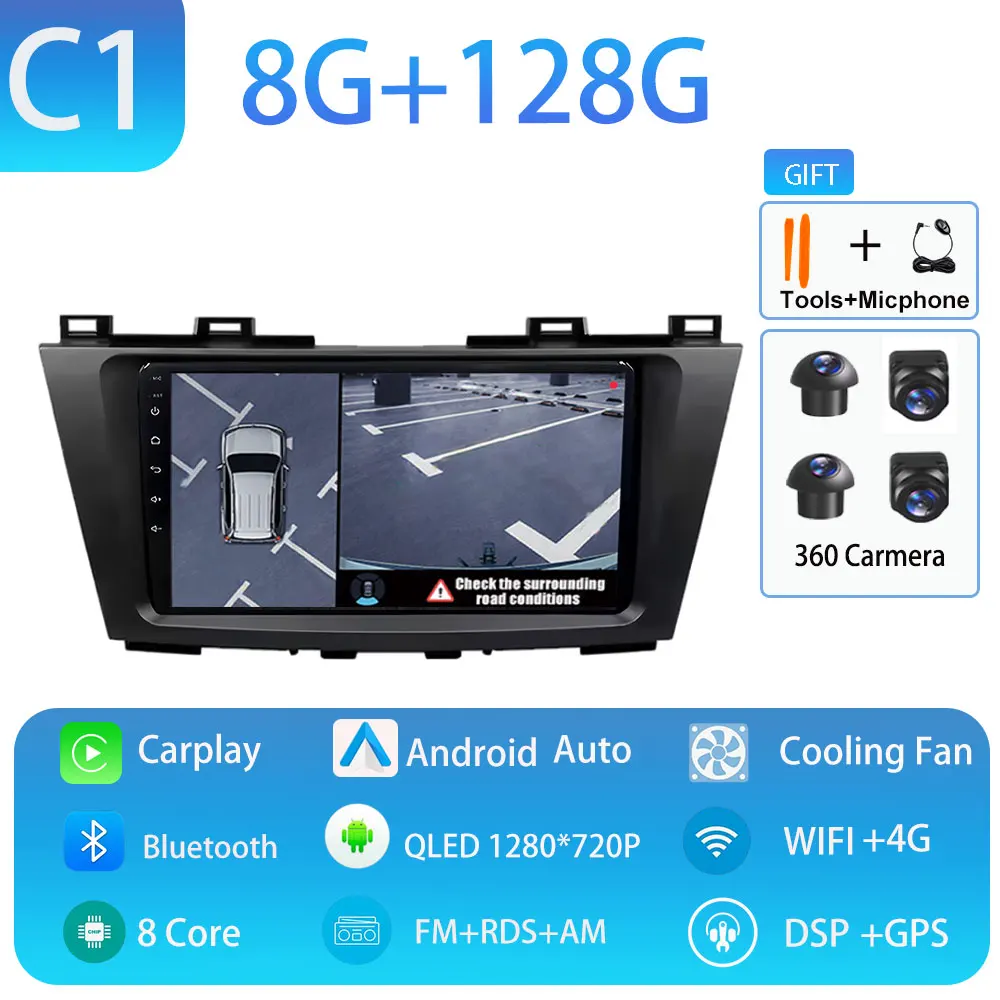 Android 15 Carplay Auto voor Mazda 5 CW 2011 2012 2013 Multimedia Autoradio Navigatie Speler Video WIFI + 4G DSP Geen 2Din DVD