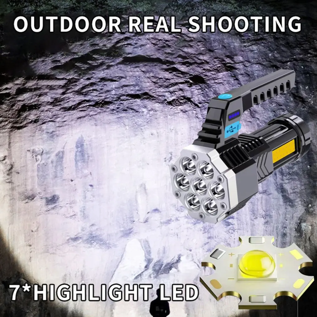 Solar Power LED Flashlight Handheld Searchlights Outdoor Camping Hiking Emergencies USB Rechargeable Flashlight