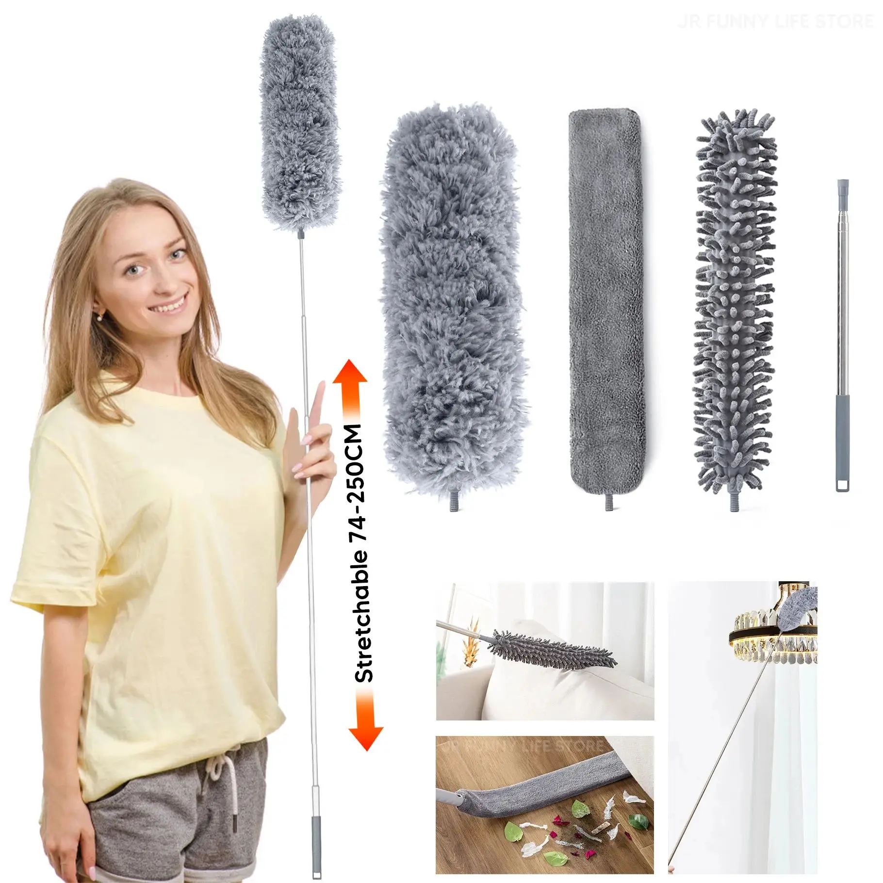 1.35M/2.5M Extendable Duster Long Handle Dust Remover For Furniture Bed Sofa Window Glass Cleaner Household Cleaning Tools
