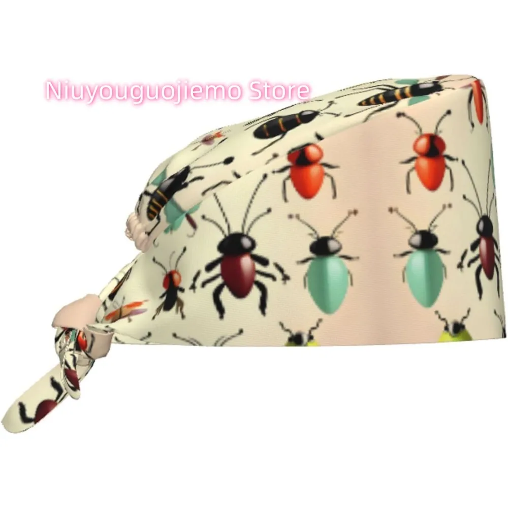 

Cleaning Working Cap Cartoon Small Insects Prints Chef Hat for Women & Men, Adjustable, Breathable Black