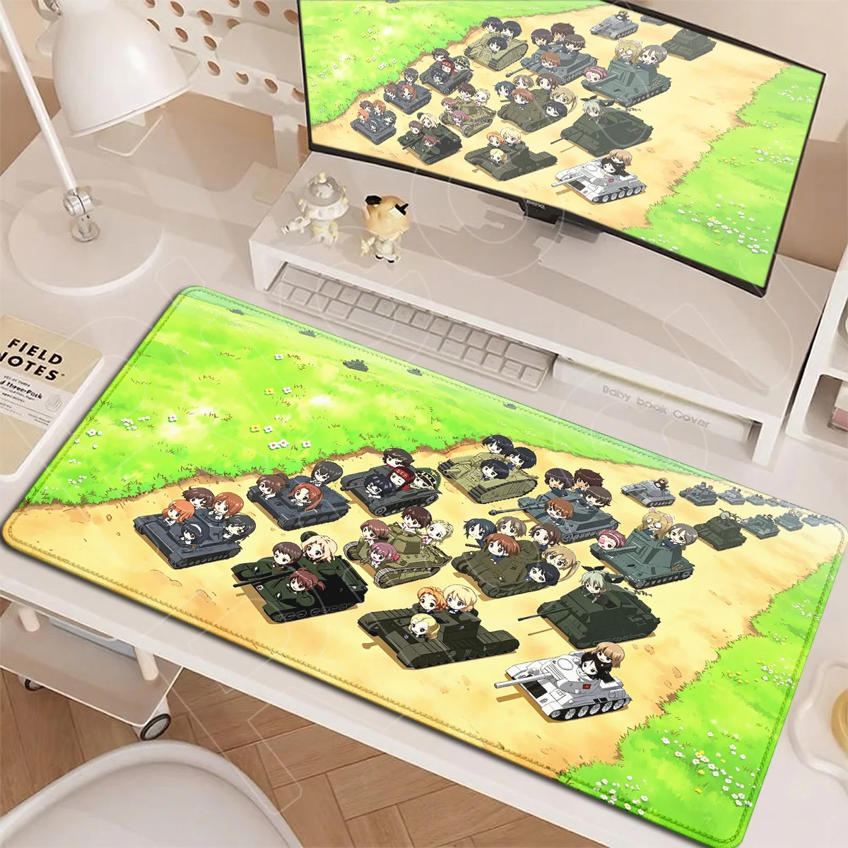 Girls und Panzer Laptop-Desktop-Tastaturmatte, große Gamer-Mausmatte XXL, rutschfest, für Büro und Zuhause, Anime Kawaii Girl Anchovy Mousepad – Detail 17