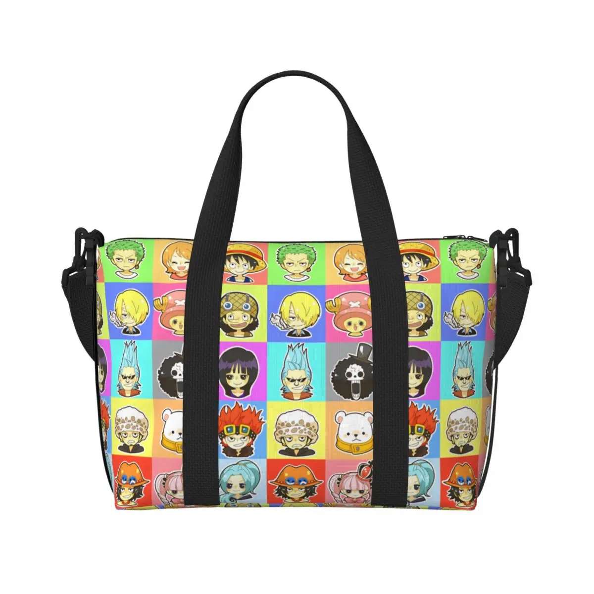 

Custom Zoro O-One P-Piece Tote Bag for Women Large Capacity Anime Classic Manga Movie Gym Beach Travel Bags